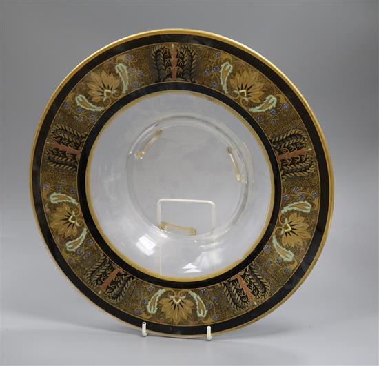 A Wiener Werkstatte style glass bowl 32cm diameter, 7cm high